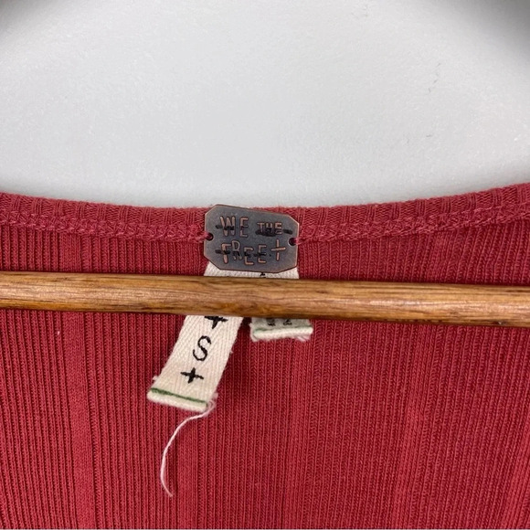 Free People Burnt Orange Ribbed Lace Up Top - Picture 5 of 6